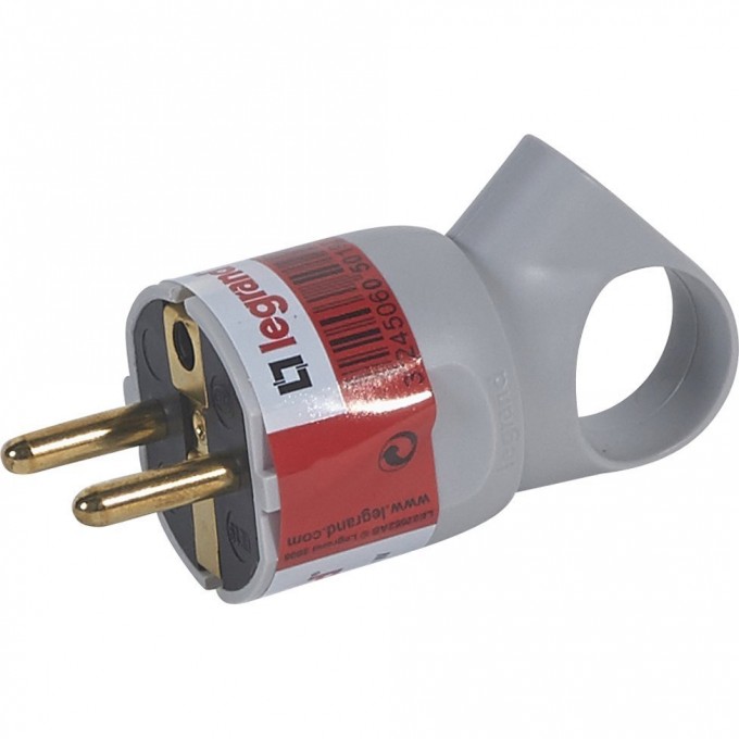 Вилка LEGRAND 2К+3 серия Элиум 16 А пластик с кольцом винтовой зажим серый 050192