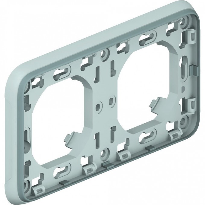 Суппорт LEGRAND с рамкой для встроенного монтажа Программа Plexo серый 2 поста горизонтальная установка серый 069683