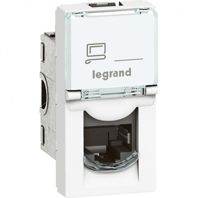 Розетка LEGRAND RJ 45 Программа Mosaic категория 6 STP экранированная 1 модуль белый 076563
