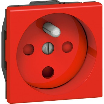 Розетка LEGRAND 2К+З правая Программа Mosaic с винтовыми зажимами с механической блокировкой 2 модуля красная