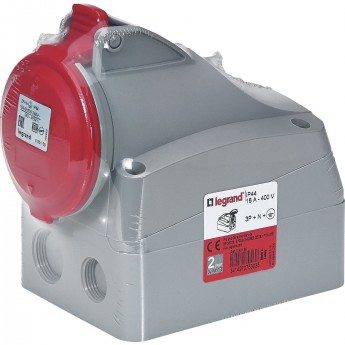 Розетка LEGRAND накладная 16А 3К+H+З 380 В IP 44 серый Розетка LEGRAND накладная 16А 3К+H+З 380 В IP 44 серый