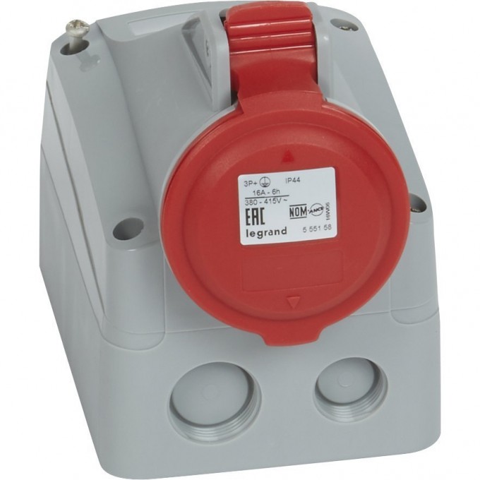 Розетка LEGRAND накладная 16А 3К+З 380 В IP 44 серый 090159