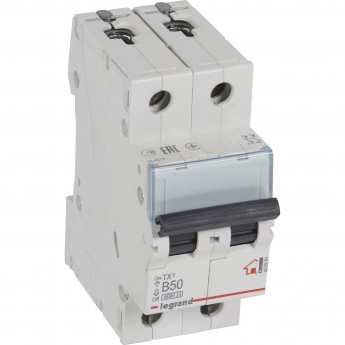 Автоматический выключатель LEGRAND TX³ 6000 6 кА тип B 2П 230/400 В 50А 2 модуля белый Автоматический выключатель LEGRAND TX³ 6000 6 кА тип B 2П 230/400 В 50А 2 модуля белый