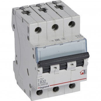 Автоматический выключатель LEGRAND TX³ 6000 6 кА тип B 3П 400 В 32А 3 модуля белый Автоматический выключатель LEGRAND TX³ 6000 6 кА тип B 3П 400 В 32А 3 модуля белый