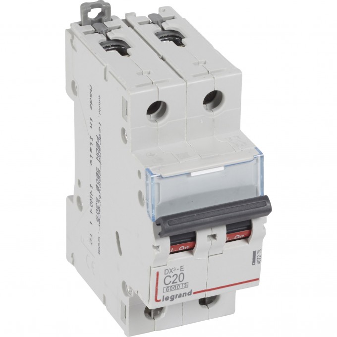 Автоматический выключатель LEGRAND DX³-E 6000 6 кА тип C 2П 230/400 В 20А 2 модуля белый 407278