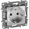 Розетка LEGRAND 2К+З со шторками немецкий стандарт винтовые зажимы 16 А 250 В Etika алюминий 672422