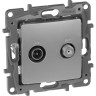 Розетка LEGRAND TV/SAT двухкабельная ETIKA алюминий 672457