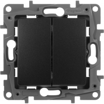 Выключатель LEGRAND Etika двухклавишный автоматические клеммы 10 AX 250 В антрацит Выключатель LEGRAND Etika двухклавишный автоматические клеммы 10 AX 250 В антрацит