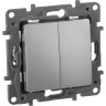 Выключатель/переключатель LEGRAND двухклавишный Etika Plus 10 A 250 В алюминий 672412