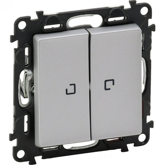 Выключатель LEGRAND Valena LIFE двухклавишный 10АХ 250В с подсветкой с лицевой панелью алюминий 752628