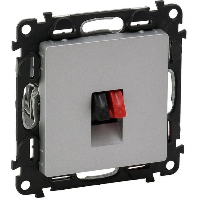 Аудиорозетка LEGRAND Valena LIFE с пружинными зажимами с лицевой панелью одиночная алюминий 753672