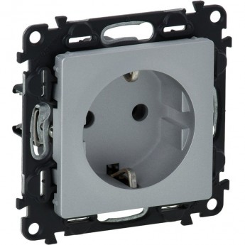 Силовая розетка Valena LIFE 2К+З 16А 250В с лицевой панелью безвинтовые зажимы алюминий
