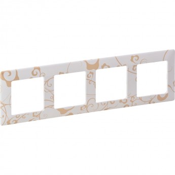 Рамка LEGRAND Valena LIFE "Ампир белый", 4-постовая универсальная, кремово-белая Рамка LEGRAND Valena LIFE "Ампир белый", 4-постовая универсальная, кремово-белая