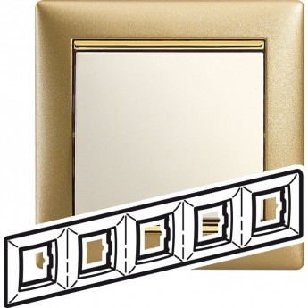 Рамка LEGRAND Valena 5 постов матовое золото