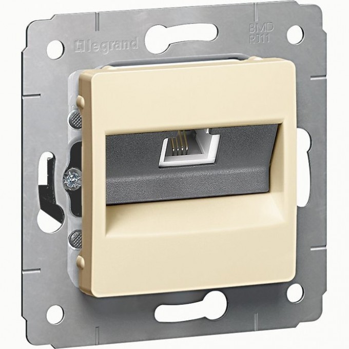 Телефонная розетка LEGRAND Cariva RJ11 4 контакта 1 выход слоновая кость 773738