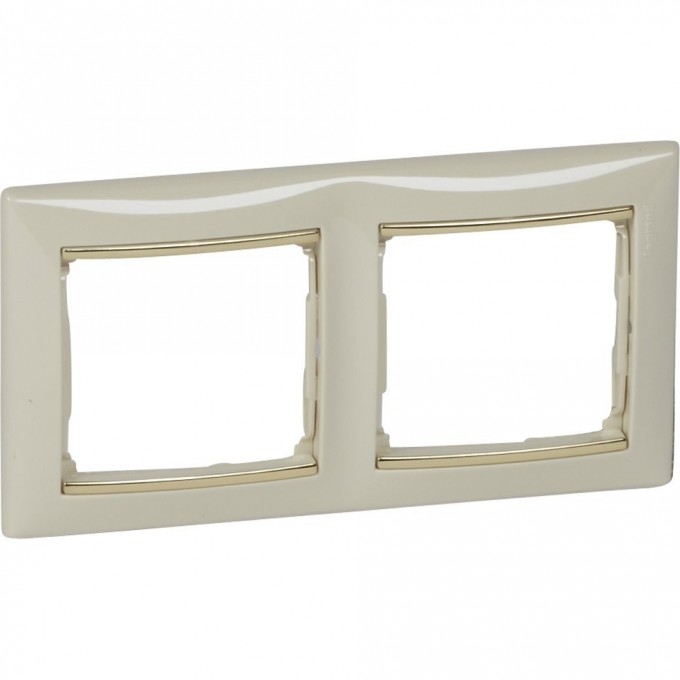 Рамка LEGRAND Valena 2 поста горизонтальный монтаж слоновая кость/золотой штрих 774152