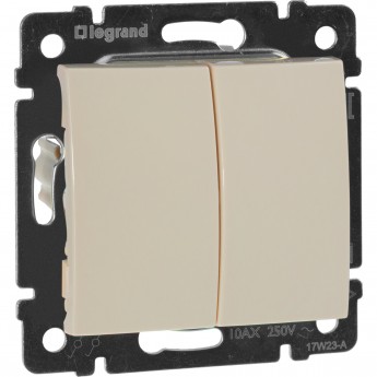 Выключатель LEGRAND Valena двухклавишный 10 A 250 В слоновая кость Выключатель LEGRAND Valena двухклавишный 10 A 250 В слоновая кость