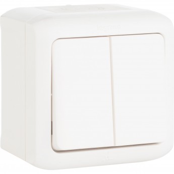 Двухклавишный выключатель LEGRAND Quteo 10 A 250 В IP 44 белый