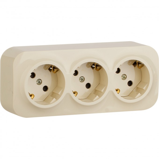 Розеточный блок LEGRAND 3 x 2К+З с защитными шторками 16 A 250 В Quteo IP 20 слоновая кость 782248