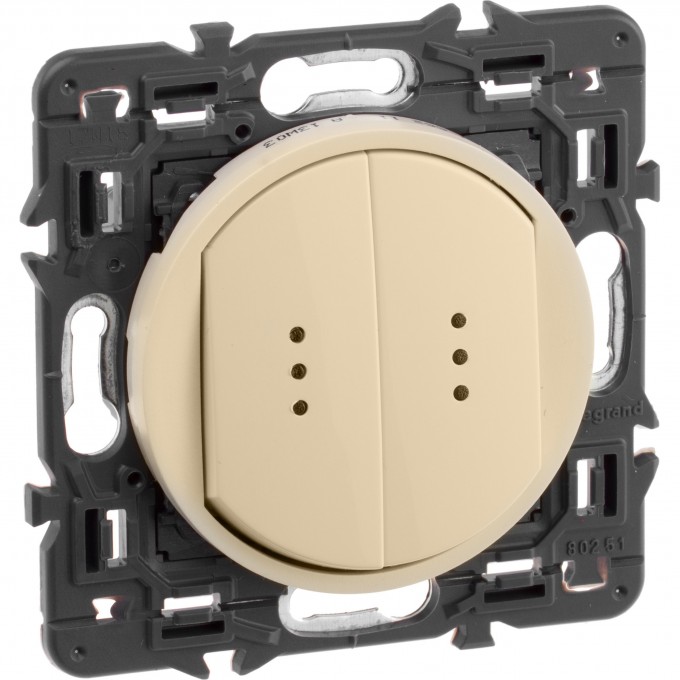 Выключатель LEGRAND Celiane двухклавишный с подсветкой слоновая кость SET-2-067001-04