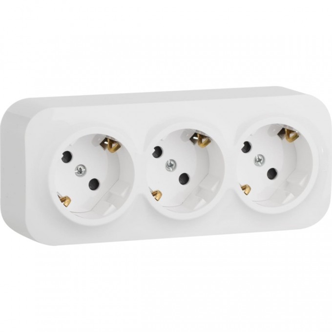 Розетка LEGRAND Quteo тройная с заземлением 3х2К+З с защитными шторками, белый 782238