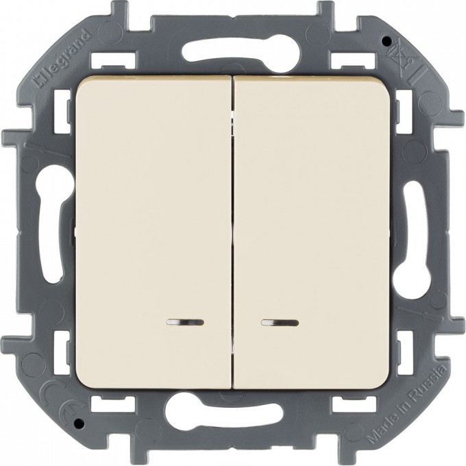 Выключатель двухклавишный LEGRAND INSPIRIA с подсветкой/индикацией 10 AX 250 В слоновая кость 673631