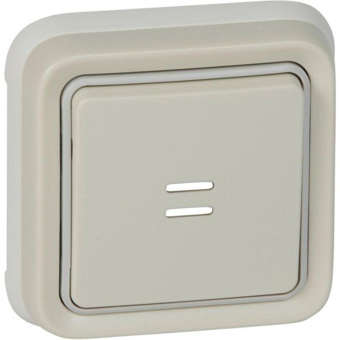 Выключатель кнопочный LEGRAND СП PLEXO 10А НО+НЗ с подсветкой белый 069861