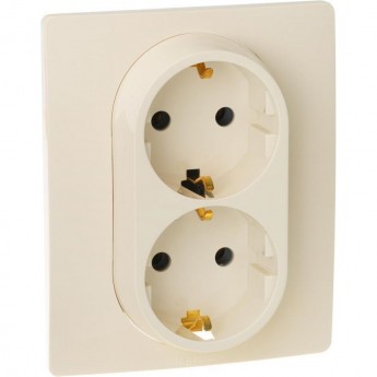 Розетка LEGRAND 2 x 2К+З со шторками немецкий стандарт автоматические зажимы 16 А 250 В Etika слоновая кость