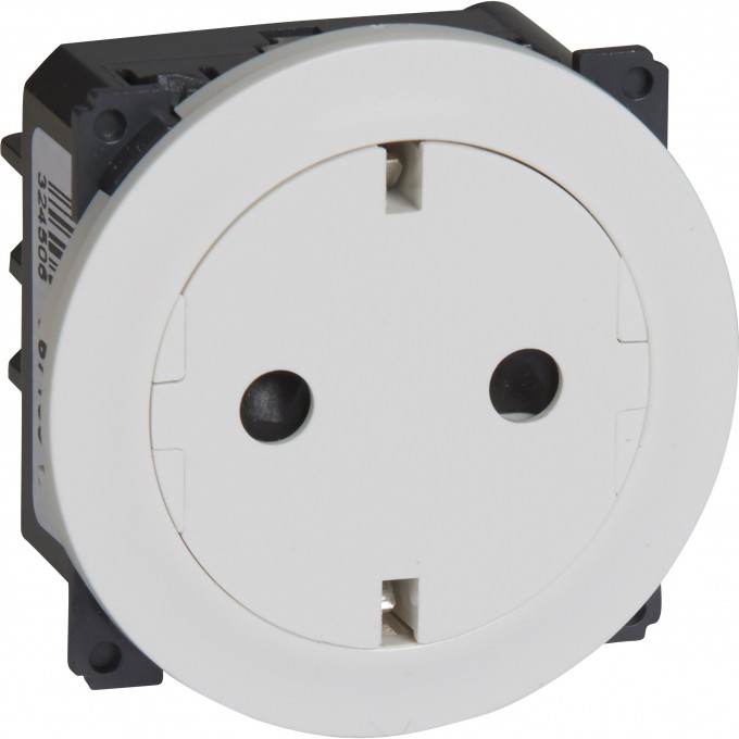 Розетка LEGRAND CELIANE с заземлением 16А плоская со шторками, белый 67166