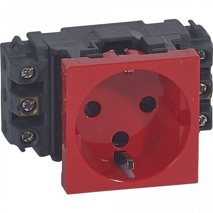 Розетка LEGRAND Mosaic 2К+3 для кабель-каналов с механической блокировкой, с винтовыми зажимами, красный 77621