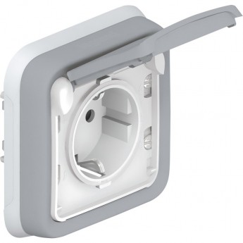 Розетка LEGRAND Plexo с заземлением 16A, с винтовыми зажимами, IP55, в сборе с рамкой, серый Розетка LEGRAND Plexo с заземлением 16A, с винтовыми зажимами, IP55, в сборе с рамкой, серый