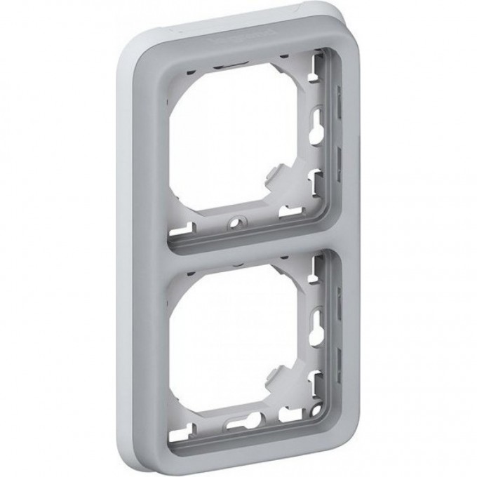 Суппорт с рамкой LEGRAND Plexo для встроенного монтажа 2 поста, серый 69683