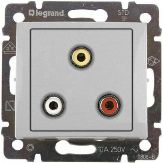Тройная розетка LEGRAND RCA Valena алюминий 770284
